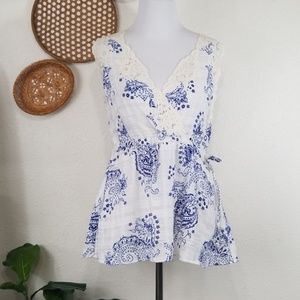 Cabi Veranda Paisley faux wrap top